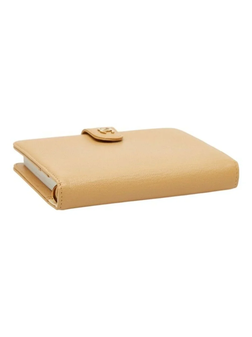 Chanel CC Logo Agenda Notebook Cover Beige Leather